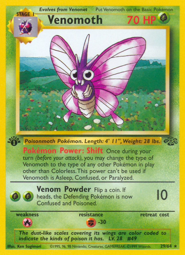 Venomoth (29/64) [Jungle 1st Edition] | Anubis Games and Hobby