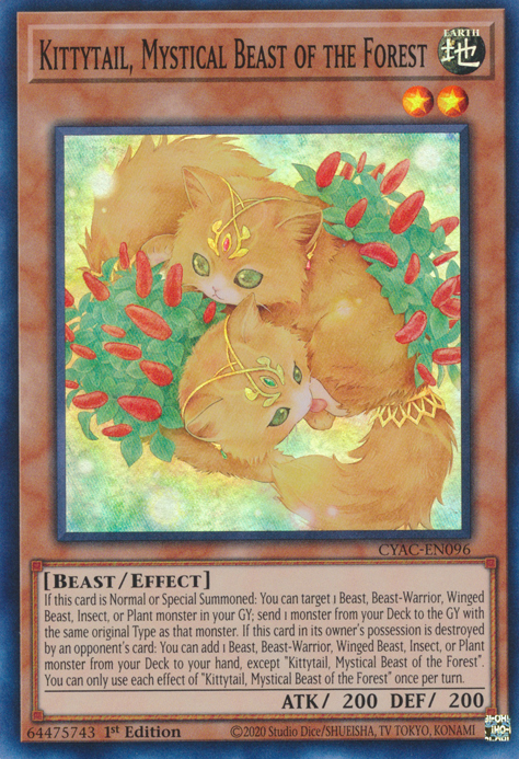 Kittytail, Mystical Beast of the Forest [CYAC-EN096] Super Rare | Anubis Games and Hobby