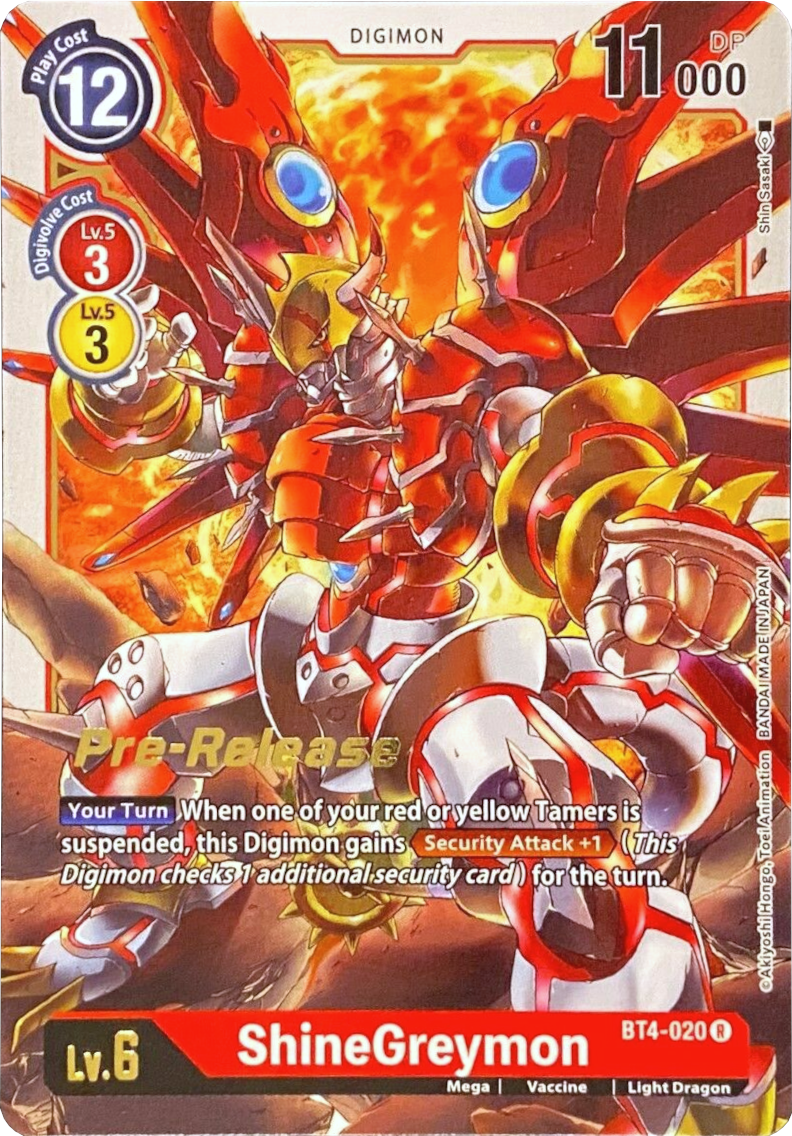 ShineGreymon [BT4-020] [Great Legend Pre-Release Promos] | Anubis Games and Hobby