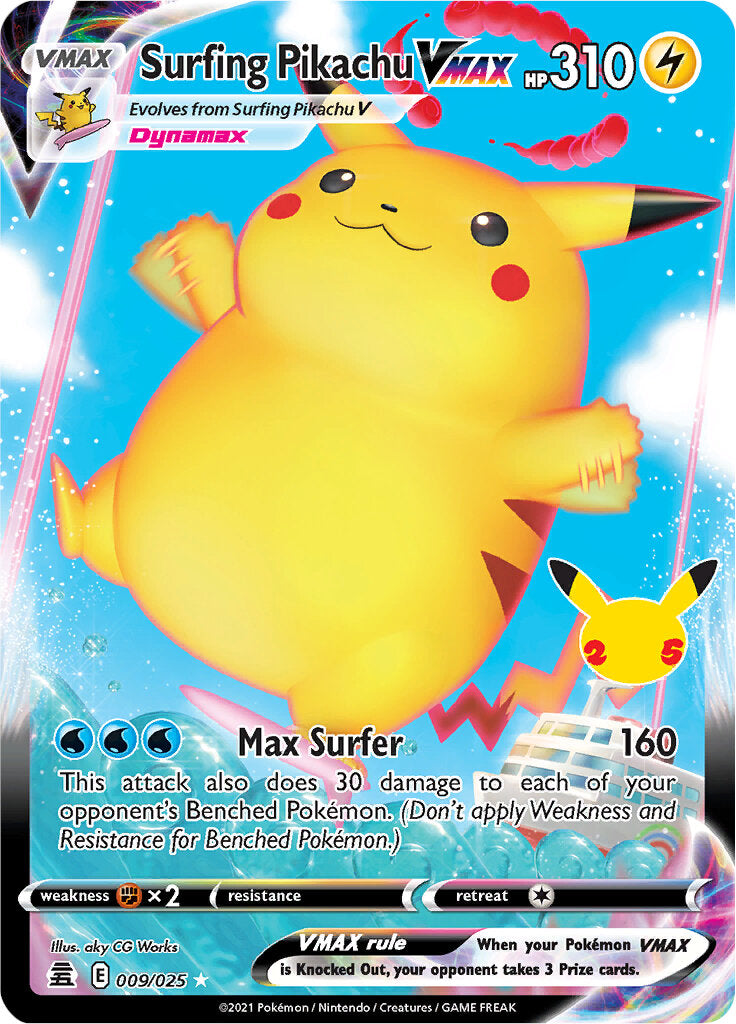 Surfing Pikachu VMAX (009/025) [Celebrations: 25th Anniversary] | Anubis Games and Hobby