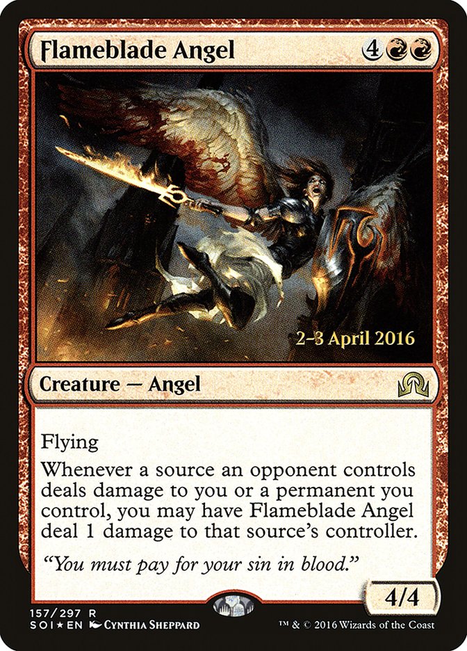 Flameblade Angel [Shadows over Innistrad Prerelease Promos] | Anubis Games and Hobby