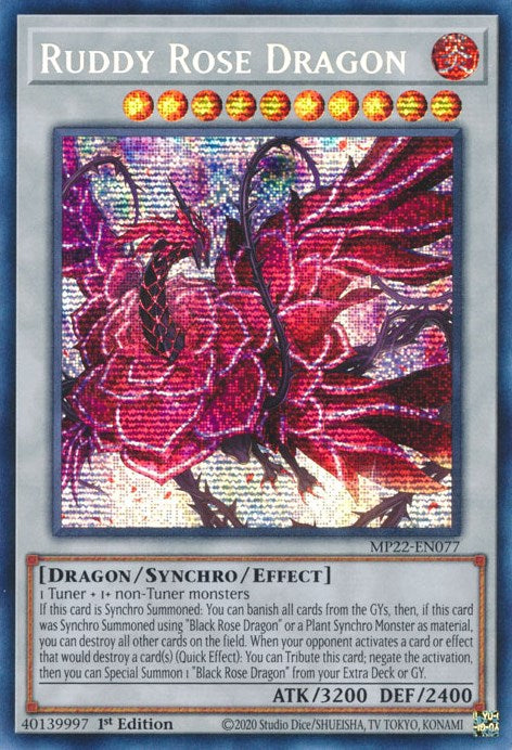 Ruddy Rose Dragon [MP22-EN077] Prismatic Secret Rare | Anubis Games and Hobby