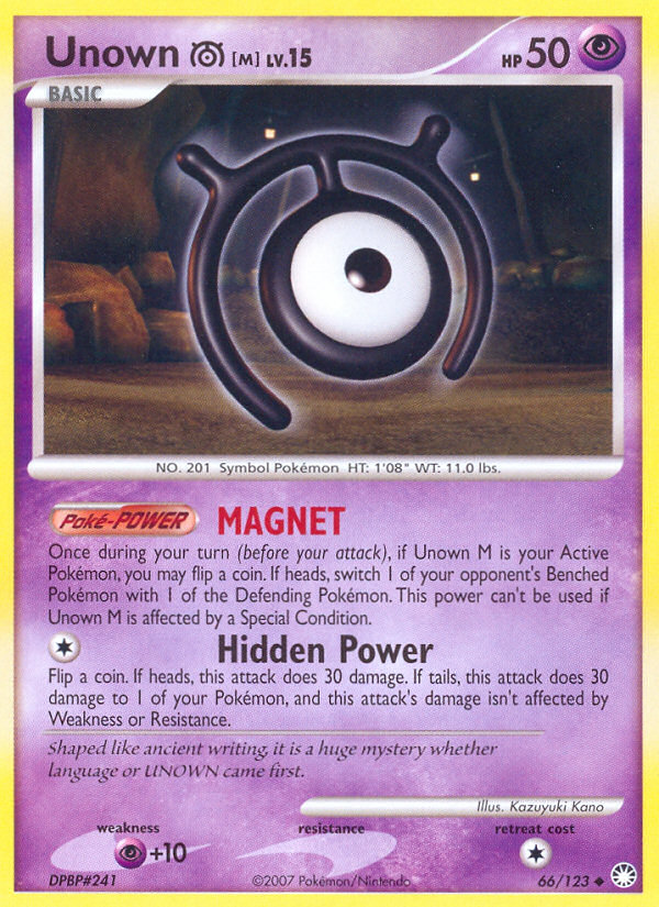 Unown M (66/123) [Diamond & Pearl: Mysterious Treasures] | Anubis Games and Hobby