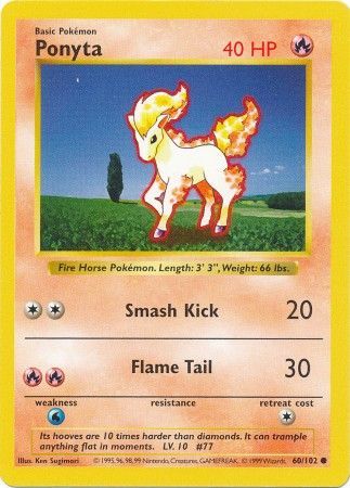 Ponyta (60/102) [Base Set Shadowless Unlimited] | Anubis Games and Hobby