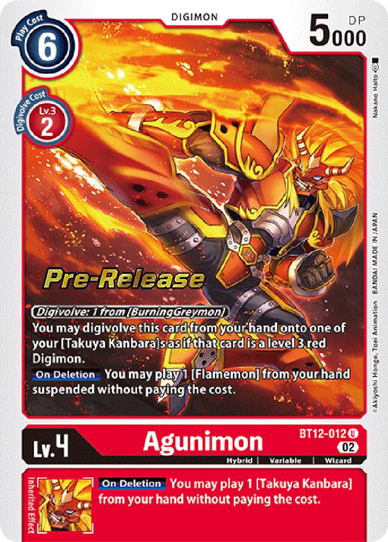 Agunimon [BT12-012] [Across Time Pre-Release Cards] | Anubis Games and Hobby