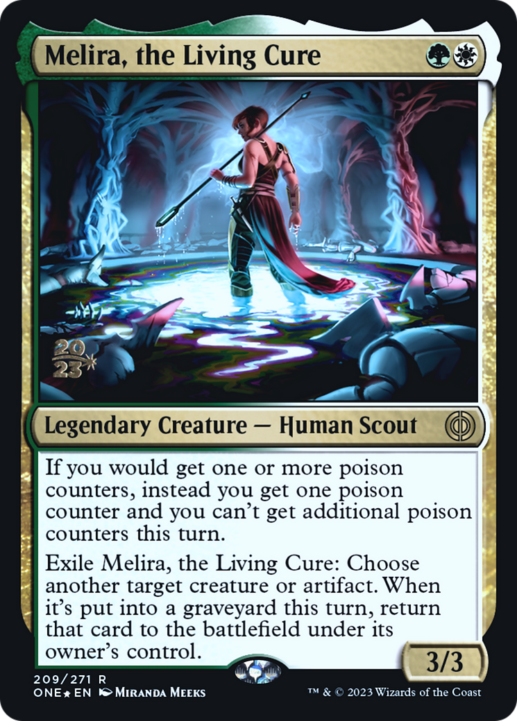 Melira, the Living Cure [Phyrexia: All Will Be One Prerelease Promos] | Anubis Games and Hobby