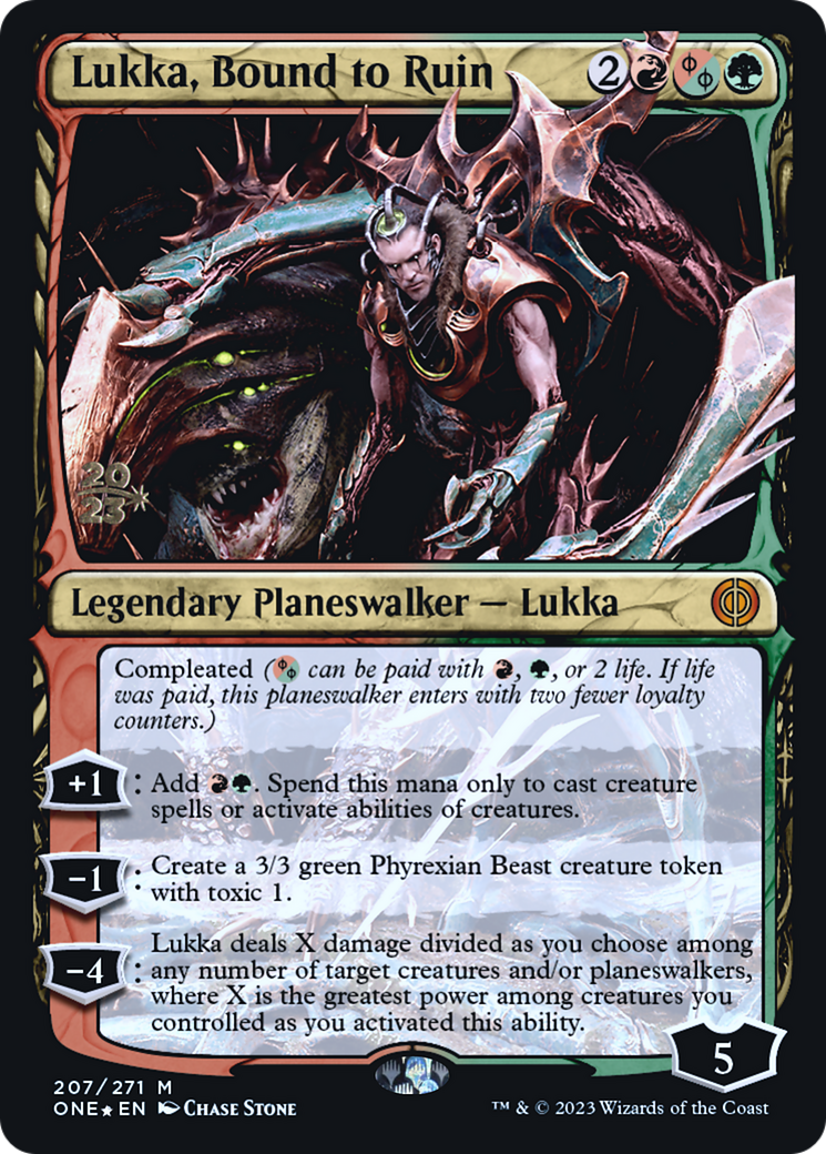 Lukka, Bound to Ruin [Phyrexia: All Will Be One Prerelease Promos] | Anubis Games and Hobby