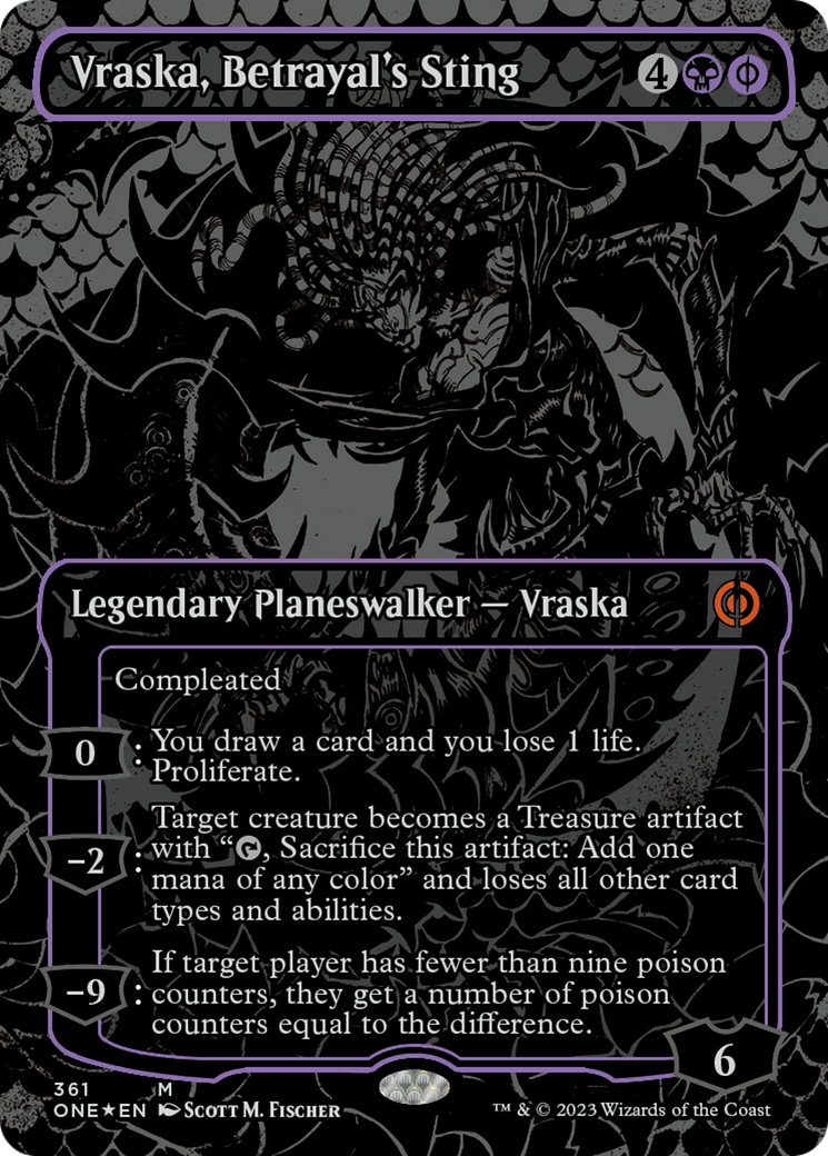 Vraska, Betrayal's Sting (Oil Slick Raised Foil) [Phyrexia: All Will Be One] | Anubis Games and Hobby