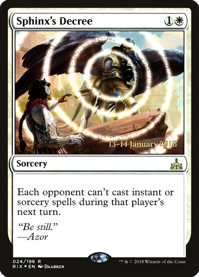 Sphinx's Decree [Rivals of Ixalan Prerelease Promos] | Anubis Games and Hobby