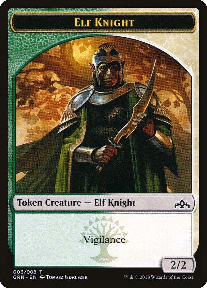 Elf Knight Token [Guilds of Ravnica Tokens] | Anubis Games and Hobby