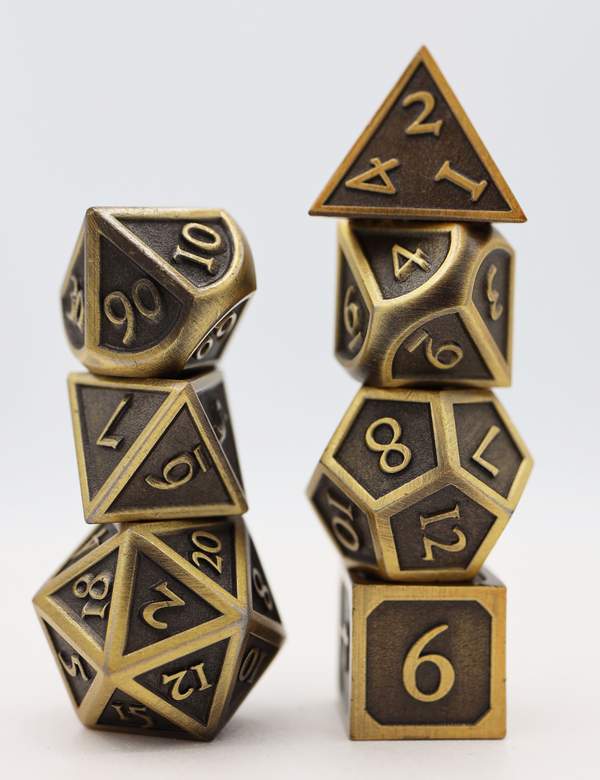 Embossed Antique Gold Metal RPG set | Anubis Games and Hobby