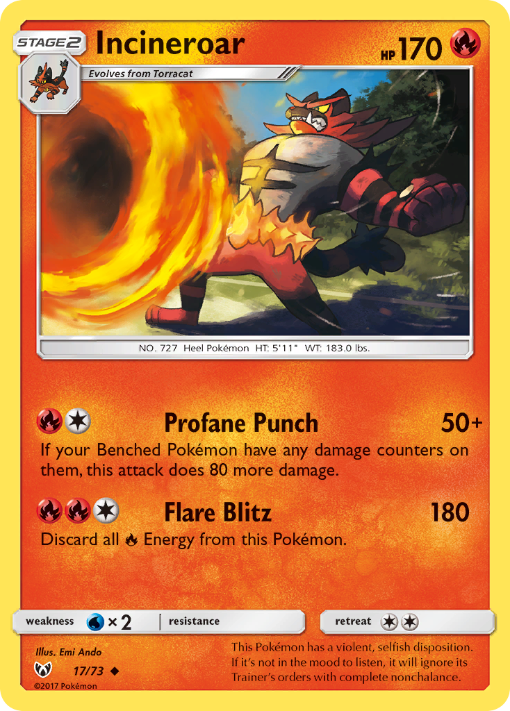 Incineroar (17/73) [Sun & Moon: Shining Legends] | Anubis Games and Hobby