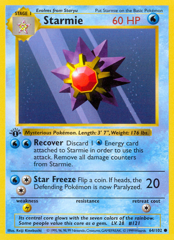 Starmie (64/102) (Shadowless) [Base Set 1st Edition] | Anubis Games and Hobby