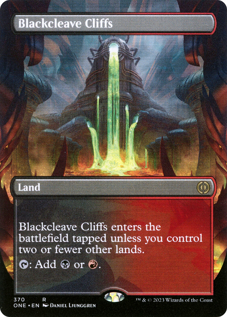 Blackcleave Cliffs (Borderless Alternate Art) [Phyrexia: All Will Be One] | Anubis Games and Hobby