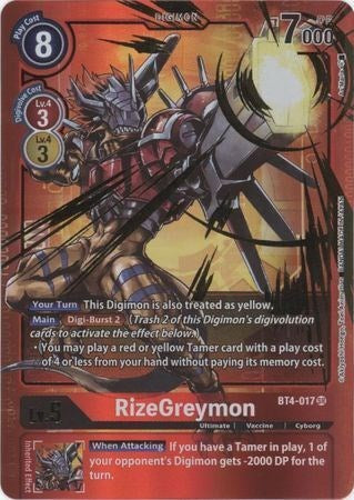 RizeGreymon [BT4-017] (Alternate Art - Red Border) [Great Legend Promos] | Anubis Games and Hobby