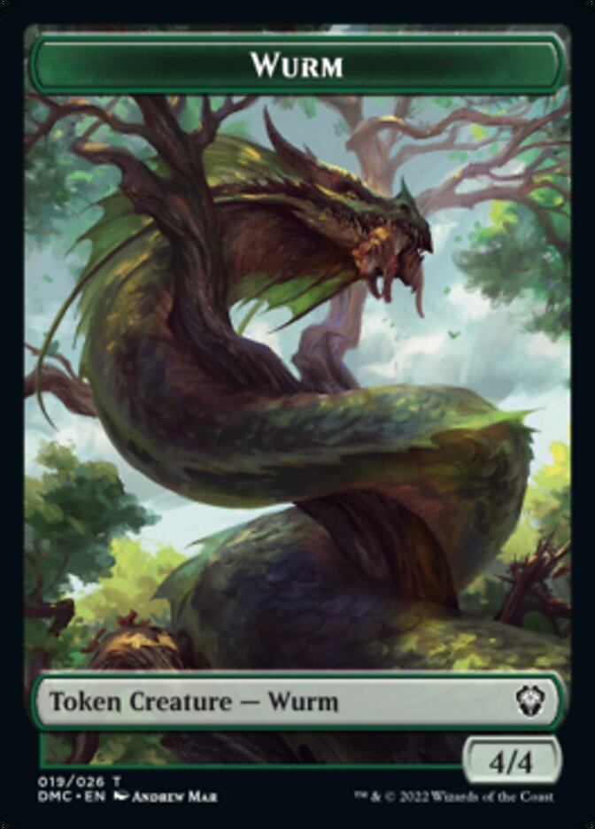 Bird (002) // Wurm Double-Sided Token [Dominaria United Tokens] | Anubis Games and Hobby