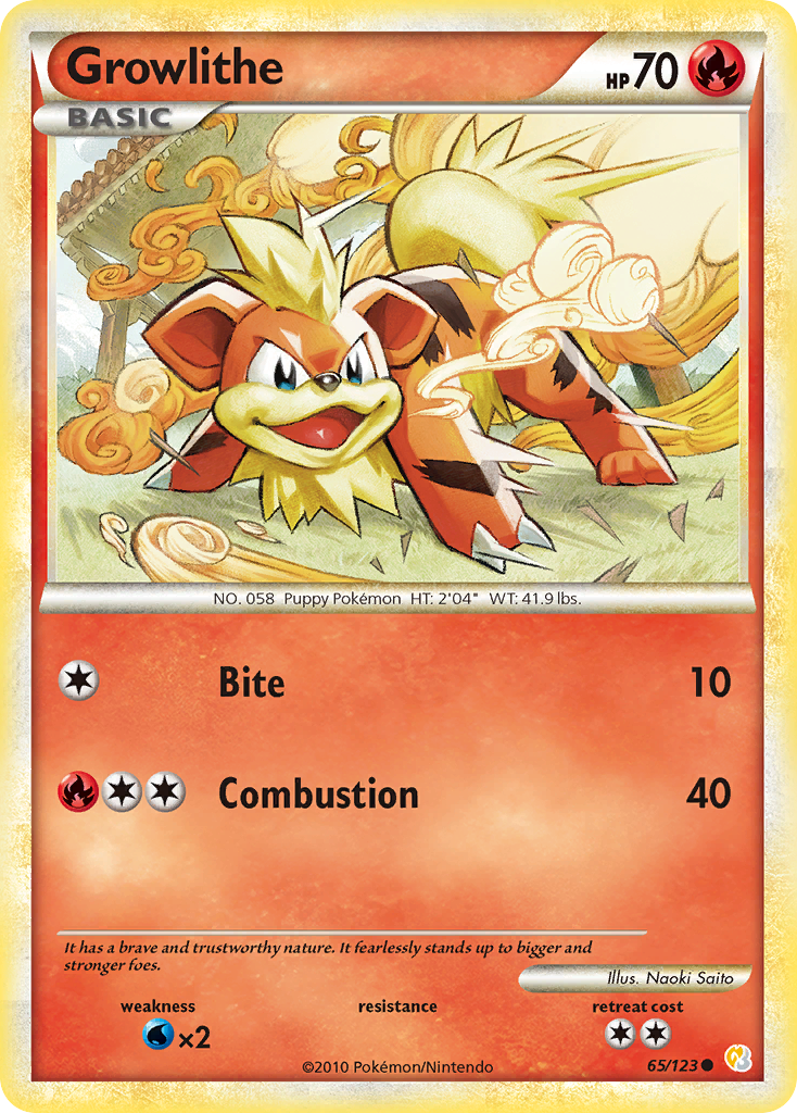 Growlithe (65/123) [HeartGold & SoulSilver: Base Set] | Anubis Games and Hobby