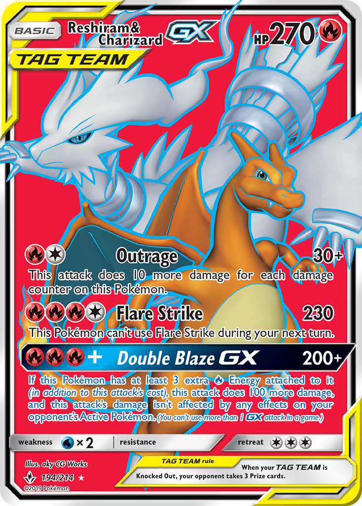 Reshiram & Charizard GX (194/214) [Sun & Moon: Unbroken Bonds] | Anubis Games and Hobby