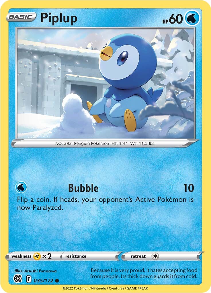 Piplup (035/172) [Sword & Shield: Brilliant Stars] | Anubis Games and Hobby