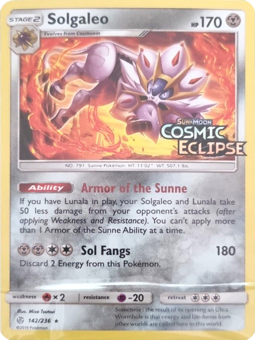 Solgaleo (142/236) (Cosmic Eclipse Stamped) [Sun & Moon: Cosmic Eclipse] | Anubis Games and Hobby