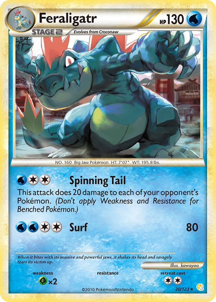 Feraligatr (20/123) (Theme Deck Exclusive) [HeartGold & SoulSilver: Base Set] | Anubis Games and Hobby