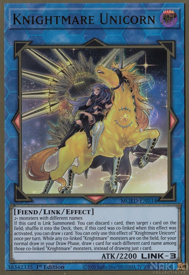 Knightmare Unicorn (Alternate Art) [MGED-EN034] Gold Rare | Anubis Games and Hobby