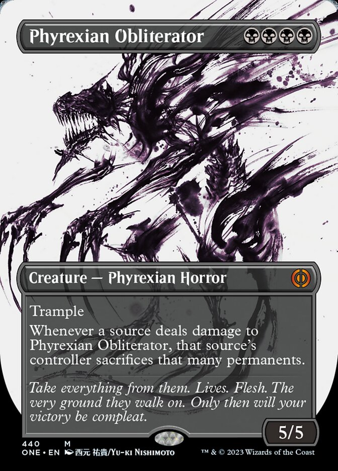 Phyrexian Obliterator (Borderless Ichor Step-and-Compleat Foil) [Phyrexia: All Will Be One] | Anubis Games and Hobby