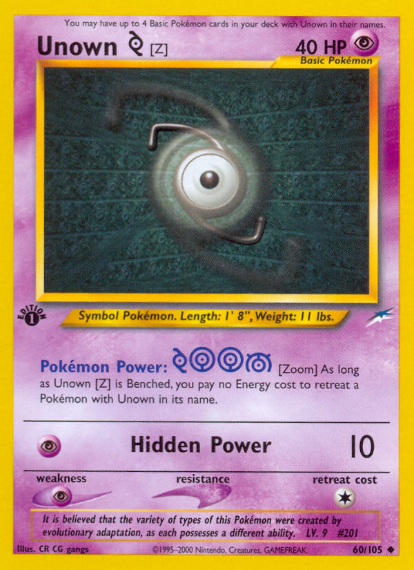 Unown [Z] (60/105) [Neo Destiny 1st Edition] | Anubis Games and Hobby