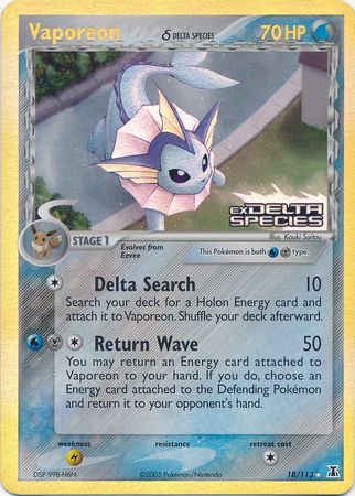 Vaporeon (18/113) (Delta Species) (Stamped) [EX: Delta Species] | Anubis Games and Hobby