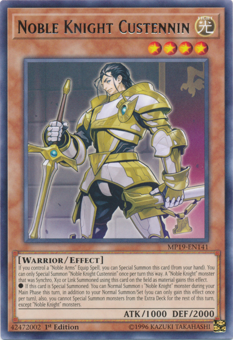 Noble Knight Custennin [MP19-EN141] Rare | Anubis Games and Hobby