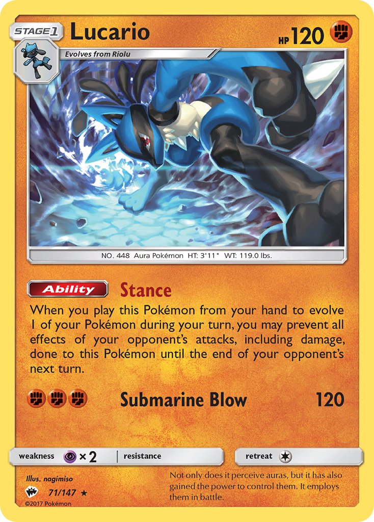 Lucario (71/147) (Theme Deck Exclusive) [Sun & Moon: Burning Shadows] | Anubis Games and Hobby