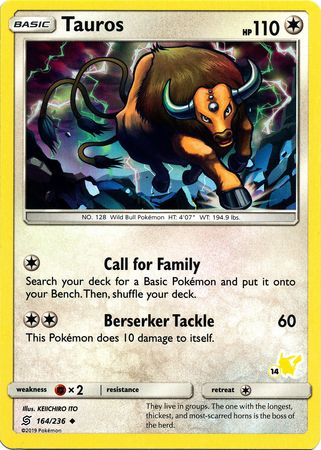 Tauros (164/236) (Pikachu Stamp #14) [Battle Academy 2020] | Anubis Games and Hobby