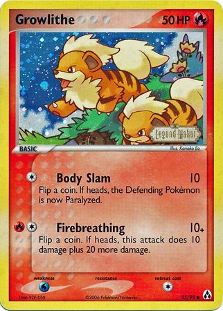 Growlithe (55/92) (Stamped) [EX: Legend Maker] | Anubis Games and Hobby