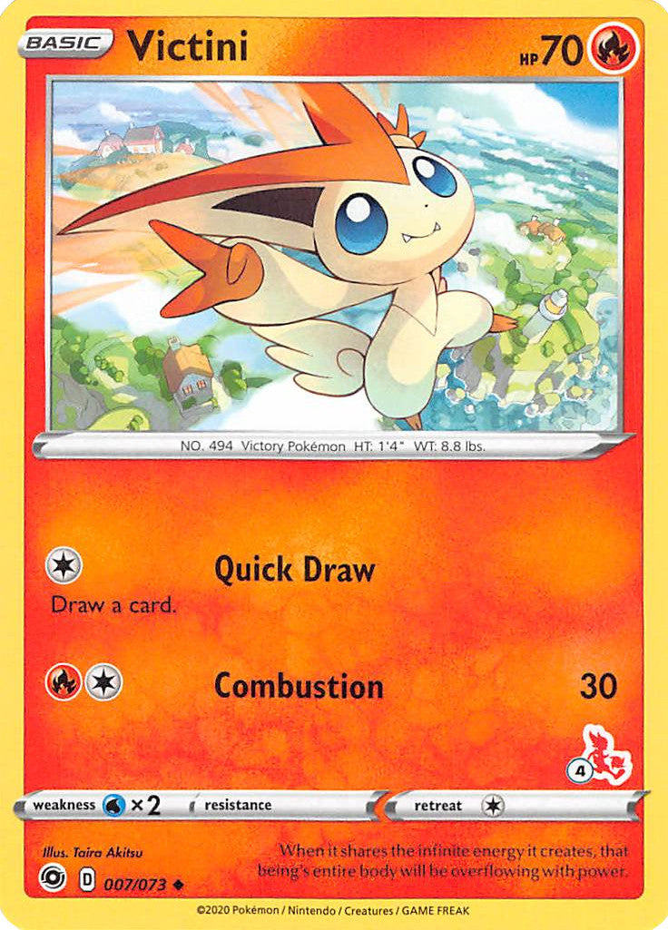 Victini (007/073) (Cinderace Stamp #4) [Battle Academy 2022] | Anubis Games and Hobby