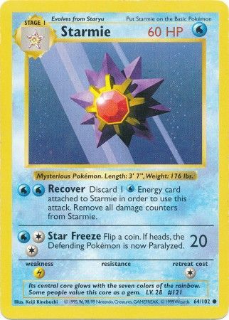 Starmie (64/102) [Base Set Shadowless Unlimited] | Anubis Games and Hobby