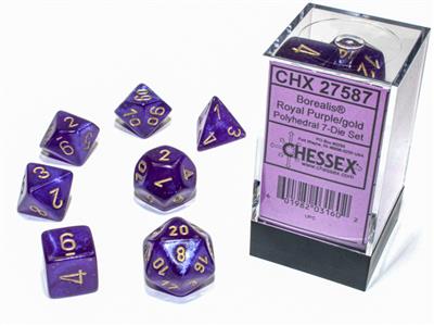 Borealis Royal Purple/Gold Luminary 7-Die Set | Anubis Games and Hobby