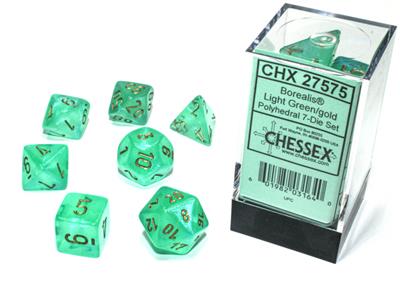 Borealis Light Green/Gold Luminary 7-Die Set | Anubis Games and Hobby