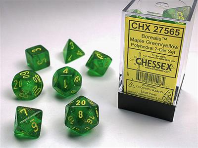 Borealis Maple Green/Yellow Luminary 7-Die Set | Anubis Games and Hobby