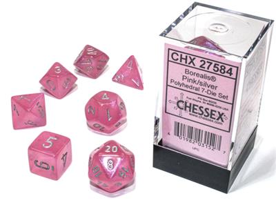 Borealis Pink/Silver Luminary 7-Die Set | Anubis Games and Hobby