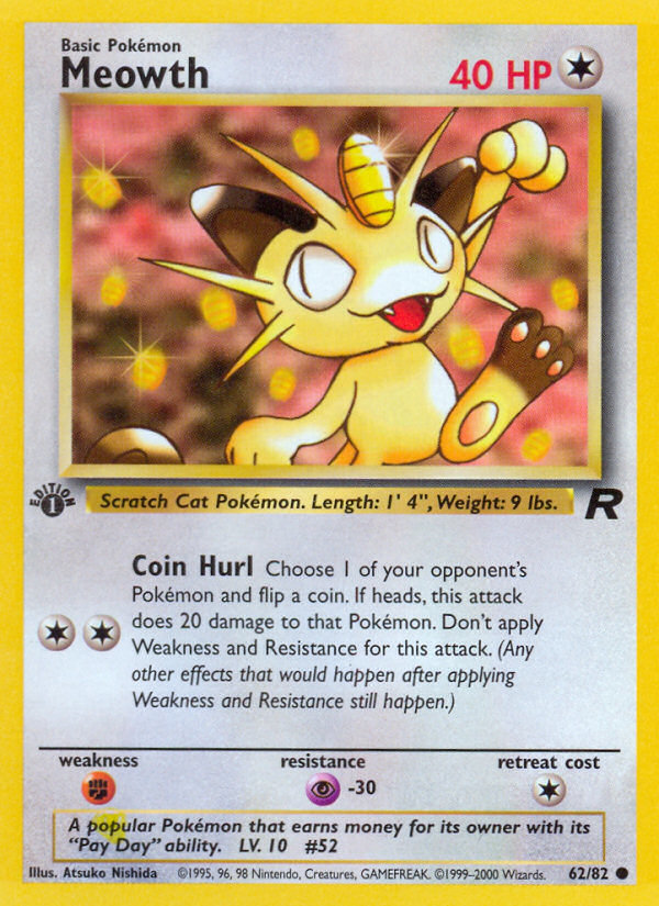 Meowth (62/82) [Team Rocket 1st Edition] | Anubis Games and Hobby