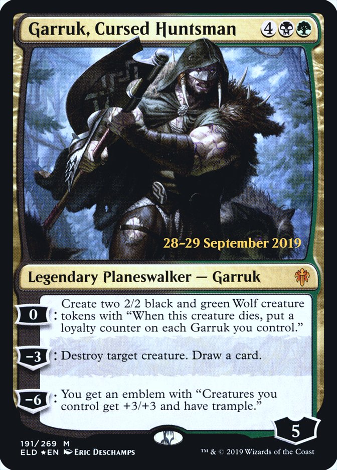 Garruk, Cursed Huntsman [Throne of Eldraine Prerelease Promos] | Anubis Games and Hobby