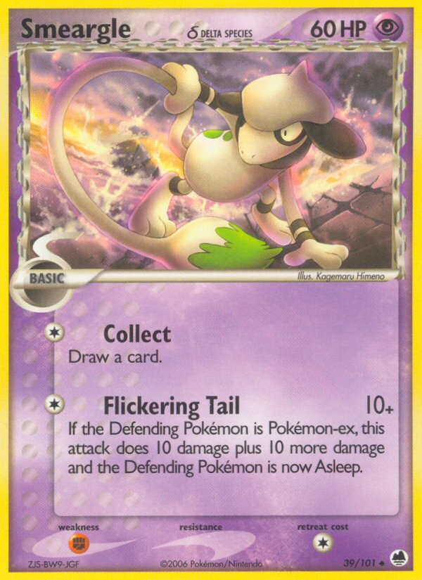 Smeargle (39/101) (Delta Species) [EX: Dragon Frontiers] | Anubis Games and Hobby