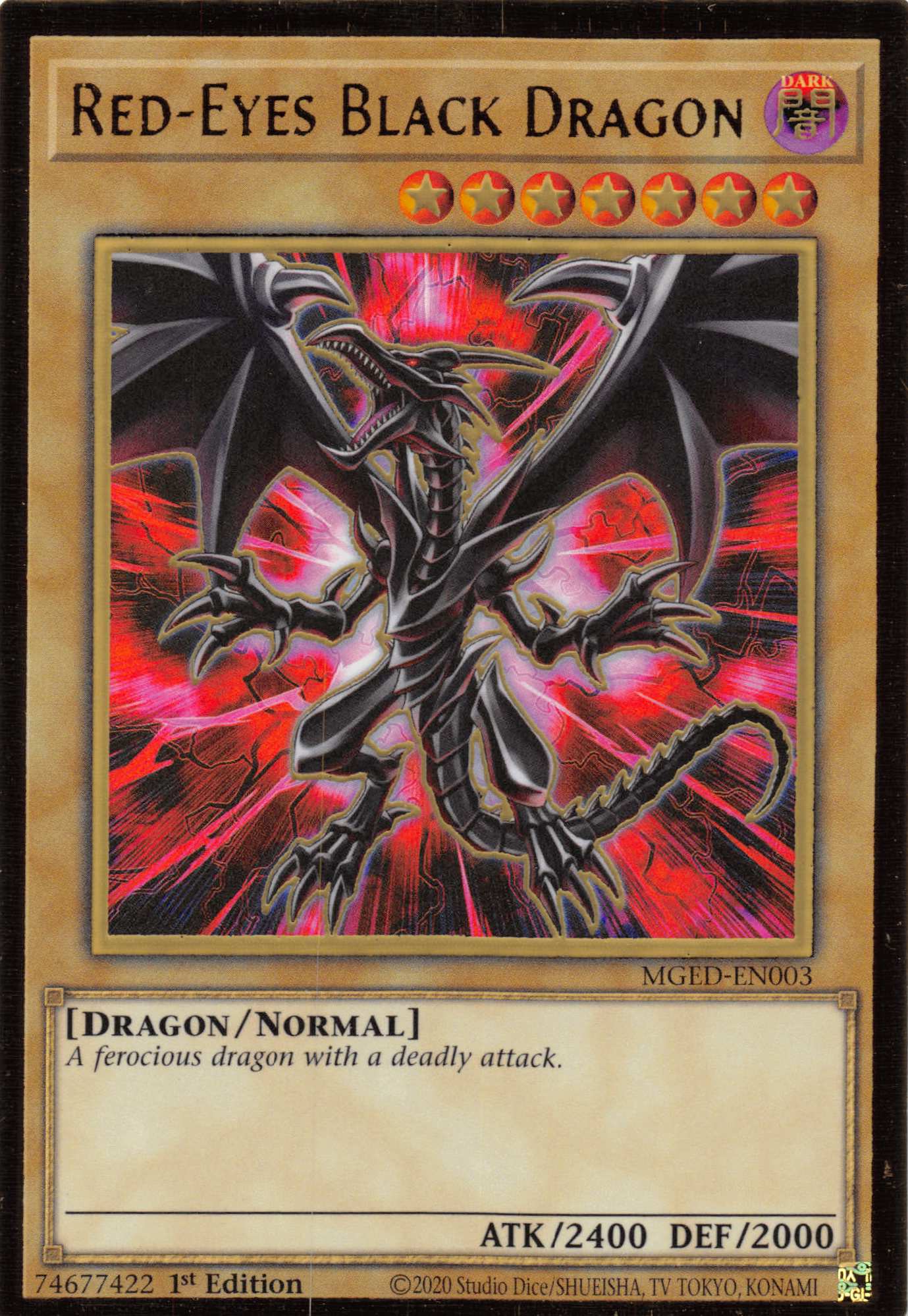 Red-Eyes Black Dragon (Alternate Art) [MGED-EN003] Gold Rare | Anubis Games and Hobby