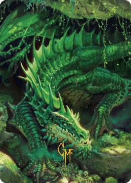 Lurking Green Dragon Art Card (Gold-Stamped Signature) [Commander Legends: Battle for Baldur's Gate Art Series] | Anubis Games and Hobby