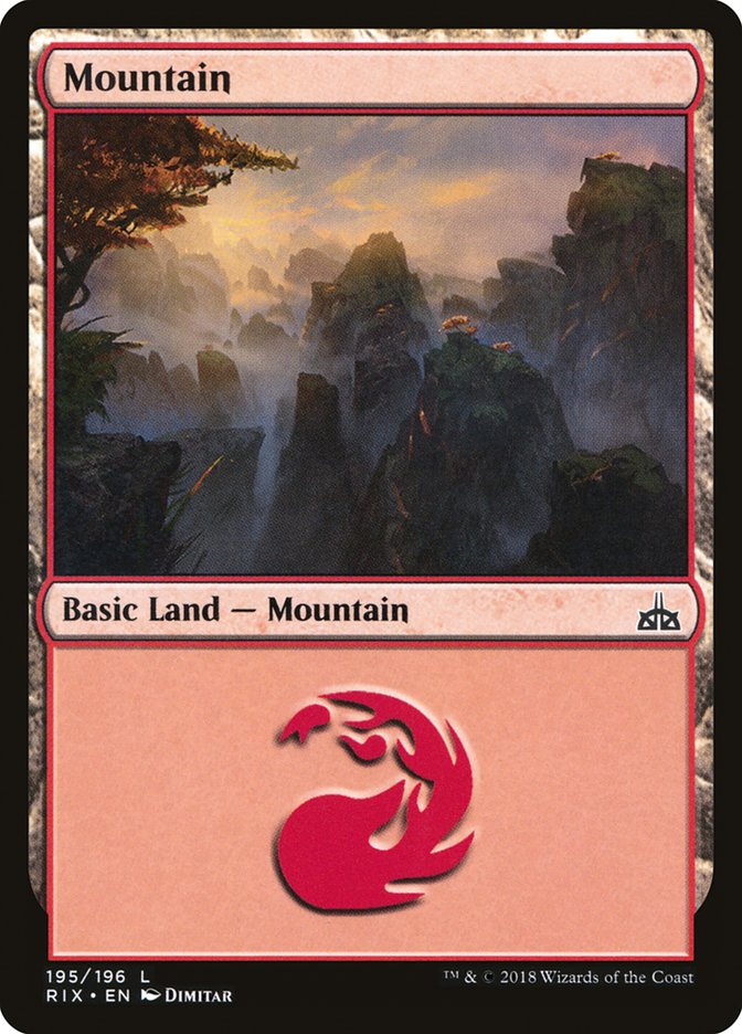 Mountain (195) [Rivals of Ixalan] | Anubis Games and Hobby