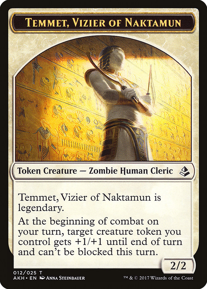 Temmet, Vizier of Naktamun // Zombie Double-Sided Token [Amonkhet Tokens] | Anubis Games and Hobby