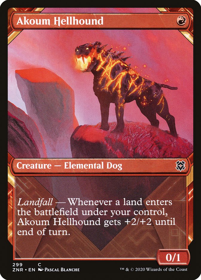 Akoum Hellhound (Showcase) [Zendikar Rising] | Anubis Games and Hobby