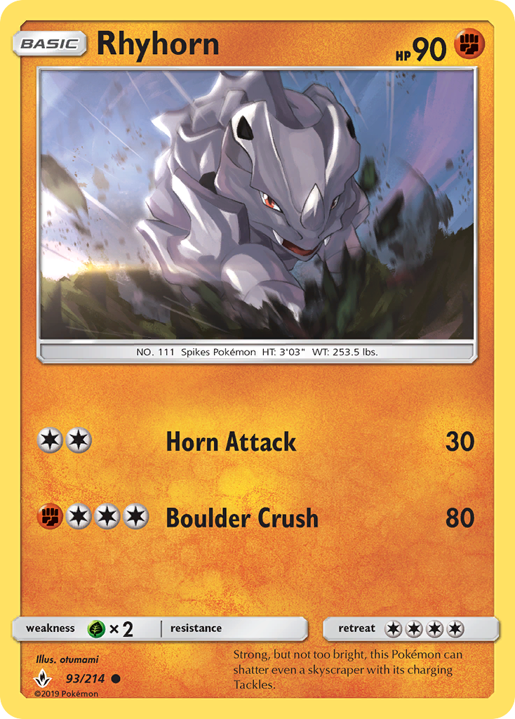 Rhyhorn (93/214) [Sun & Moon: Unbroken Bonds] | Anubis Games and Hobby