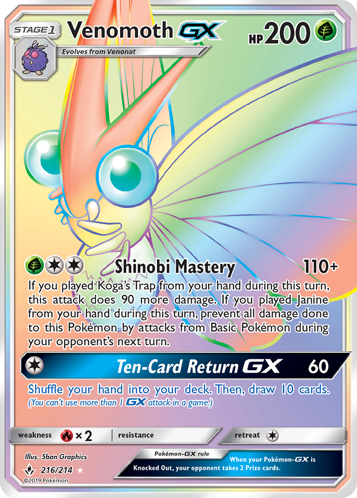 Venomoth GX (216/214) [Sun & Moon: Unbroken Bonds] | Anubis Games and Hobby