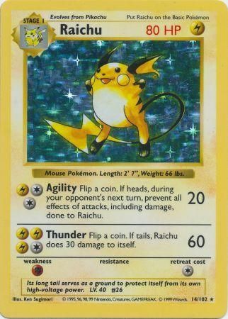 Raichu (14/102) [Base Set Shadowless Unlimited] | Anubis Games and Hobby